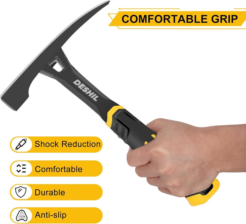 DESHIL Bricklayer's Hammer Mason's Hammer - 20 oz Masonry Tool with Forged Steel Construction & Shock-Absorbing Grip - Image 4